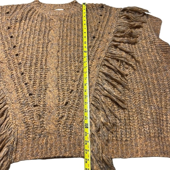 Anthropologie Women's Marled Fringe Poncho ONESIZE Bronze Knit Frontier - Picture 8 of 8